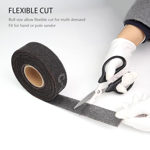 Image of SCOTTCHEN Sanding Rolls /Plumbing Sanding Cloth 1-1 /2 inch x 11yd (33 ft) / Plumber's Double Side Open Mesh /Silicon Carbide Grit #60-1Roll