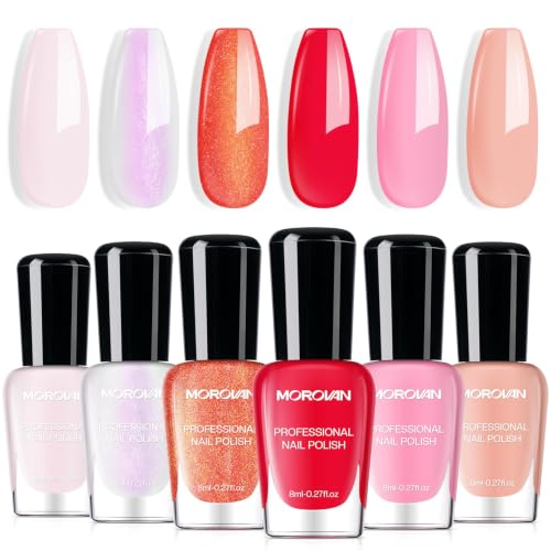 Morovan Fall Nail Polish Set: Orange Glitter Gold Maple Leaf 2026 Gift Kit