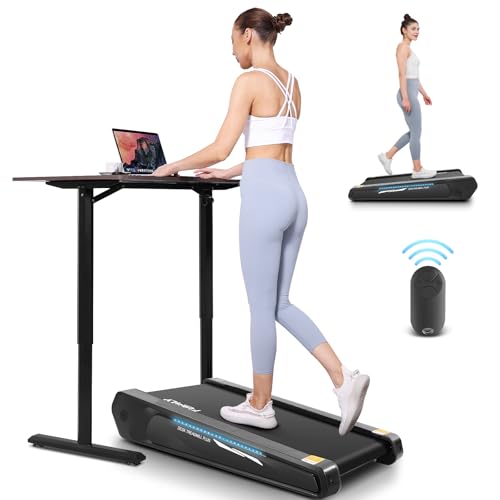 FUNMILY Walking Pad Treadmill with 5% Incline, 2.5HP Smallest Under Desk Treadmill for Home Office, Compact Walking Treadmill 300lbs Weight Capacity/Remote Control/Lighting Design(Light Black)