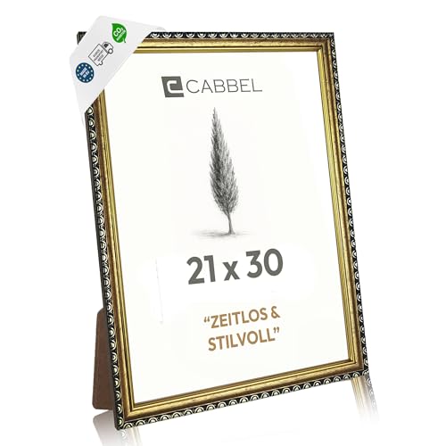 CABBEL Cornice CELI A4 21x30 cm Oro – Cornice Barocca da Parete – Acrilico Infrangibile – Per Diplomi, Poster, Certificati – Elegante per Studio, Ufficio, Casa, Camera