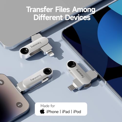 fanxiang MFi Certified iPhone Memory Stick 64GB, Photo Stick USB Flash Drive for iPhone/iPad, External Storage with One-Click Backup, Compatible with iOS, Android, PC & Mac—F385 - Image 2
