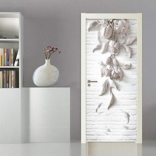 LNSIN Calcomanía artística de flor, camafeo, 35,4 x 199,7 cm, arte de pared 3D, vinilo autoadhesivo, extraíble, PVC, impermeable, decoración del hogar