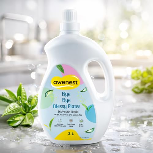 Image of awenest No-toxin Plant Based Organic Dishwash Concentrate - 2 Liter | Orange and Lemon | 0% Harmful Chemicals | Baby, Pet safe Natural Organic Gel