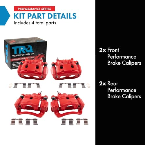 Image of TRQ Front and Rear Brake Caliper Set Performance Brackets Compatible with 2008-2011 Subaru Impreza