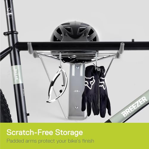 Image of Delta Cycle & Home 2 Bike Rack Garage - Foldable Bicycle Wall Mount Hanger with Storage Shelf Holds Up to 65 lbs - Horizontal Wall Bike Rack for Road, MTB, and Hybrid Bicycles