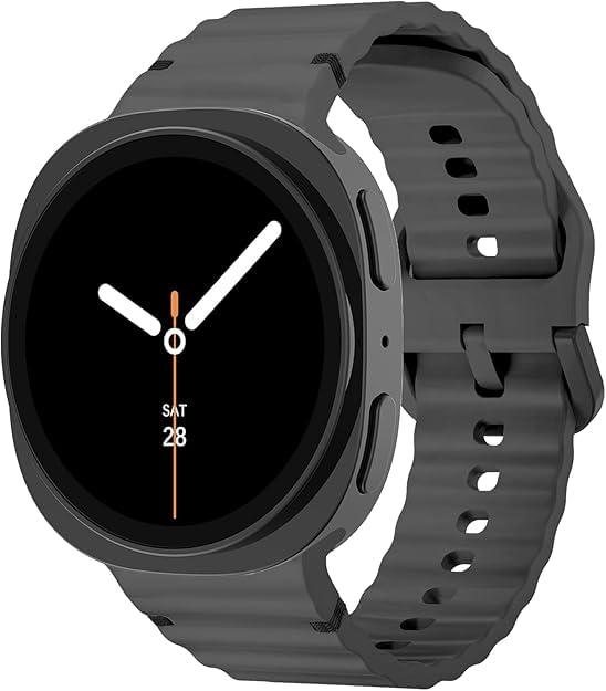 Image of GETSABLE No Gap Soft Sport Waterproof Silicone Bands Compatible with Samsung Galaxy Watch 8 Band 40mm 44mm /Galaxy Watch 8 Classic Band 46mm (2025) - Space Grey