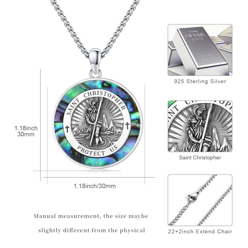 Patron Saint Medal Necklace 925 Sterling Silver Religious Protection Pendant Necklace Catholic Jewelry Gift for Men Women2
