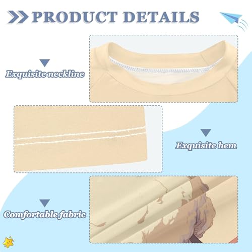 Cartoon Sheep Beige Boy Bathing Suit Short Sleeves Workout Shirts Swimwear Beach Tops 3T3