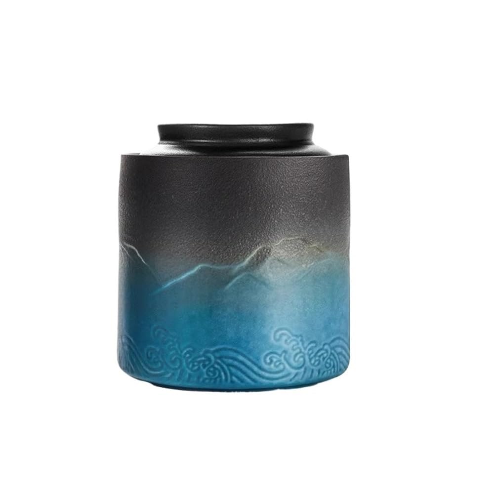 DFHS46JK Kitchen Jars Ceramic Tea Canister Household Sealed Storage Jar For, Coffee, Sugar, Spice, Nuts for Sugar(Blue)