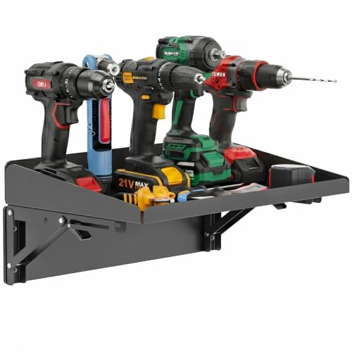 Magnetic-Folding-Shelf-40LBS-Heavy-Duty-Magnetic-Mounted-Rack-for-Garage-Workshop-RVPower-ToolsToolbox1Set-Storage-Shelves-with-Lip-for-Workshop-Kitchen-Office Magnetic Folding Shelf, 40LBS Heavy Duty Magnetic Mounted Rack for Garage, Workshop, RV,Power Tools,Toolbox,1Set Storage Shelves with Lip for Workshop Kitchen Office - Image 1