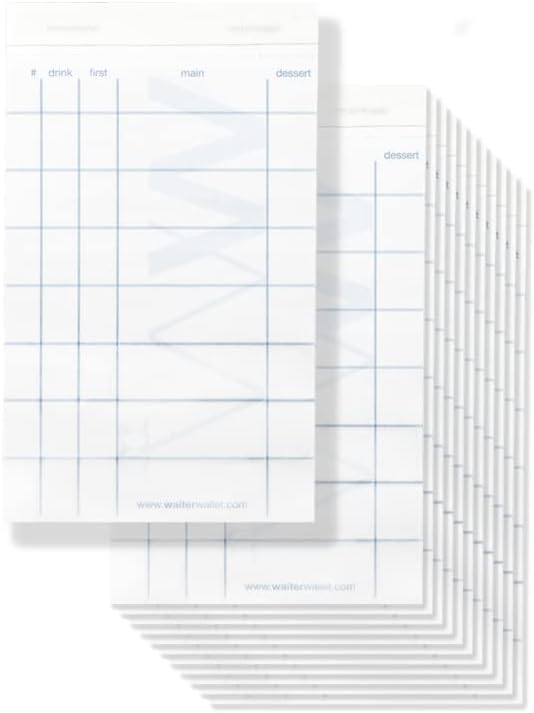 Waiter Wallet Jr. Server Order Pads (3" x 5") – 12 Guest Check Pads, 50 Sheets Each, Double-Sided, Stapled/Taped & Perforated – Professional Restaurant Waitress Notepad Refills for the compact