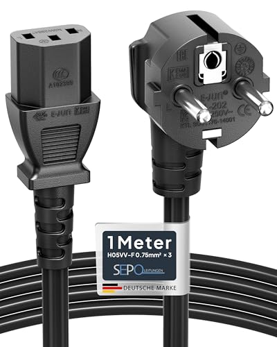 SEPO Kaltgerätekabel [1m/2m/3m/5m] CEE 7/7 auf IEC C13 0 75mm Stromkabel PC Monitor Beamer TV Drucker Netzkabel mit Schutzkontaktstecker CE & RoHS Zertifiziert