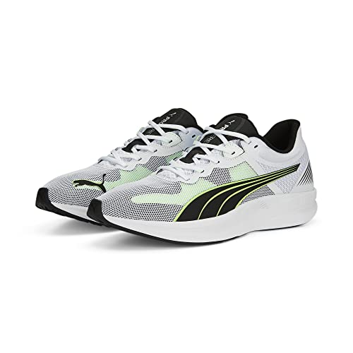 Image of PUMA Mens Redeem Profoam Running Shoe, Mens White Mens Black-Fizzy Lime, 11.5