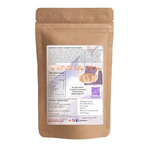 Image of Alla's Posh Flavors Dry Active Sourdough Starter | Instant Culture for Homemade Artisan Bread, Baguette, Ciabatta, Focaccia & Pizza Crust | Direct Use | Commercial Yeast Replacement | 5 x 10 g Sachets