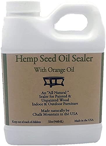 Chalk Mountain Brushes 32oz Hemp Seed Oil Citrus Scented Furniture Sealer Restore & Protect Your Painted & Unfinished Wood Safe to use Indoors & Outdoors