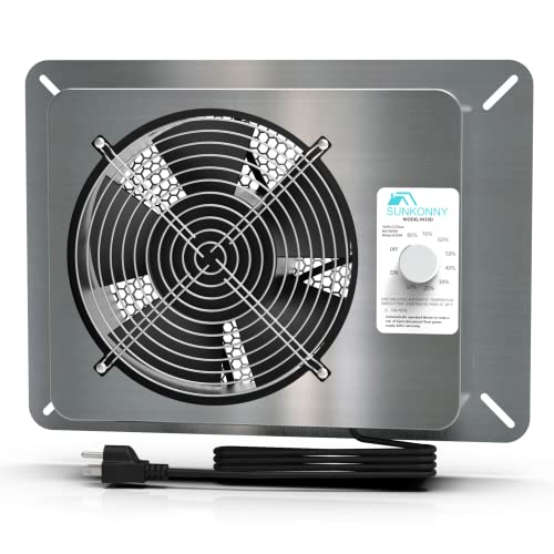 Stainless Steel Crawl Space Vent Fan - 780 CFM Air Out Ventilator Fan with Humidistat Dehumidistat, IP55 Rated Exhaust Fan with Metal Fan Cage for Crawlspace Basements Garage Attic