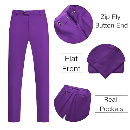 Men's 2 Piece Slim Fit Suit Set, Two Button Tuxedo for Wedding and Prom, Includes Blazer Jacket, Pants & Tie 5