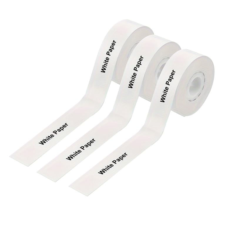 3 Rolls White D30 Continuous Labels 15mm x 4M Compatible with Label Maker Model D35 Q30 Q31 Q32 Q30S Long Label Tape, Thermal Sticker Paper Black on