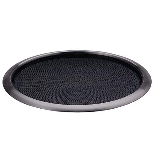 Service Ideas TR1614RIDT Tray with Removable Insert, 14" Round, Stainless Steel, Dark Tungsten
