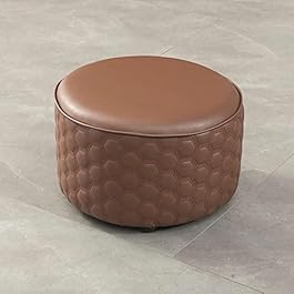 Round Leather Ottoman...