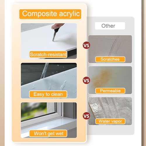 Moisture Resistant Window Sill Cover, Easy Clean & Install Ledge Protector, Ideal for Bathroom, Kitchen, Balcony Home Decor, 40x10cm (15.7x4) Replacement Board