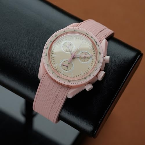 Image of Silicone Rubber Bands for Omega X Swatch Moonswatch Watch Strap 20mm Curved End Weave Style Premium Silicone Rubber Replacement Strap Women Men,for Omega Swatch Moonswatch Speedmaster