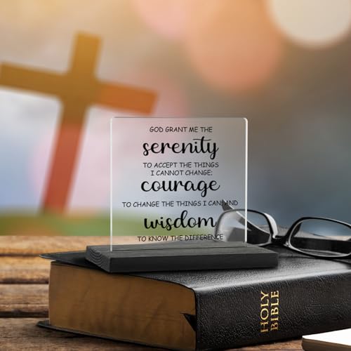 Serenity Prayer Office Decor Sign, God Grant Me The Serenity, Inspirational Gifts Positive Saying Quotes Signs, Sobriety Recovery Plaque Mental Health Gift for Mom Women Friends Colleague TZJ51