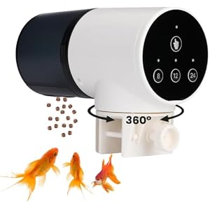 Automatische visvoerdispenser, 200 ml, lcd-display, handmatig programmeerbaar in handmatige modus, 8 uur/12 uur/24 uur, 360 graden draaibare standaard, knopbediening en stabiel bevestigingssysteem