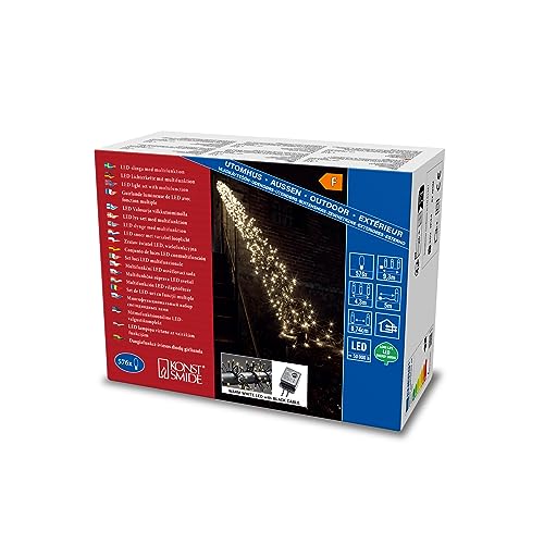 Preisvergleich Produktbild Konstsmide Micro LED Büschelllichterkette Cluster, mit 8 Funktionen, Steuergerät und Memoryfunktion, 576 warm weiße Dioden, 36V Außentrafo, schwarzes Kabel - 3861-100, Warmweiß