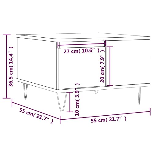 Table basse de salon gris béton avec rangement fermé et piétement en métal noir intérieur - 3