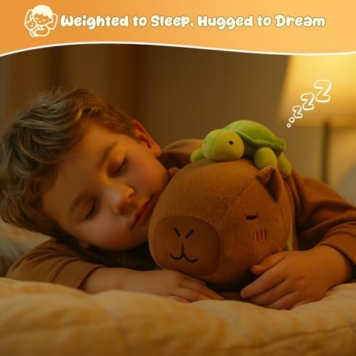 SQEQE Weighted Capybara Plush, Soft Weighted Stuffed Animals Pillow, Cute Plushie Toy for Kids Adults (9.8 Inch/0.8 Lbs) - 3