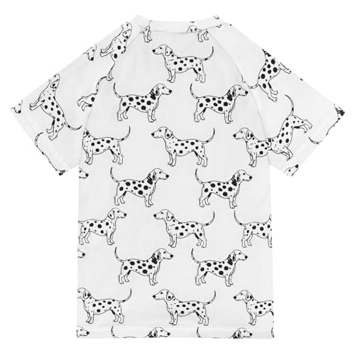 ALAZA Kids Rash Guard Girls Boys Toddler Swim Shirts Short Sleeve Dalmatian Dog White UPF 50+ 3T2