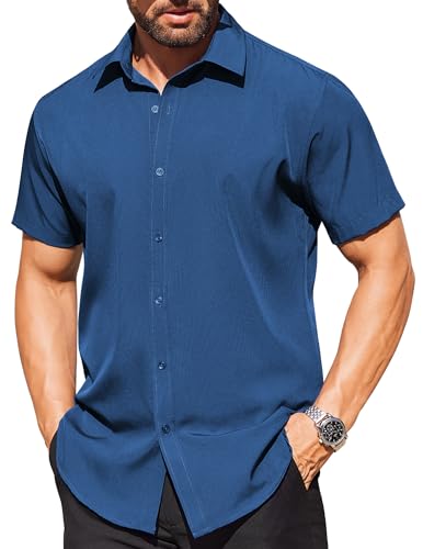 Chemise boutonnée manches courtes homme COOFANDY anti transpiration