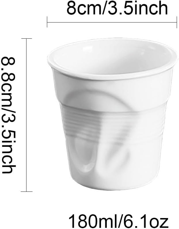 Ceramic pleated mug simple irregular office cup water cup (White, Small)