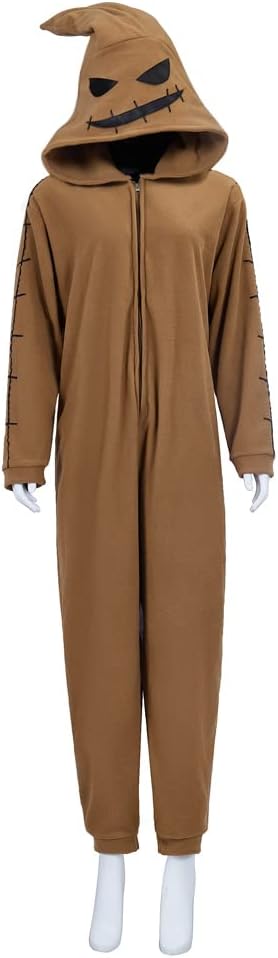 Oogie Boogie Costume Adult Onesie Animal Pajamas Halloween Cosplay Costumes Jumpsuit Sleepwear Outfit for Women Men
