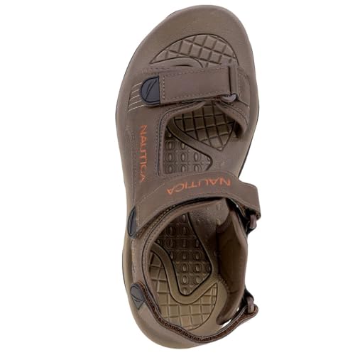 Nautica Men's Sandals, Open Toe Athletic Water Shoes With Strap-Senecca-Brown 1-124
