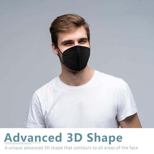 Image of KN95 Face Mask 60 Pcs, 5 Layer Cup Dust Safety Masks, Breathable Protection Masks Against PM2.5 Dust for Men, Women Black