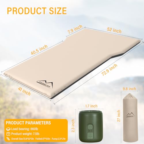 SUV Air Mattress Car Bed Camping, Inflatable Car Camping Pad with Air Pump, Ultrathick Memory Foam Camping Mattress, 9.0 R-Value Insulated Sleeping Pad 2 Person, Camp Mat for Hiking and Backpacking - Thumbnail 5