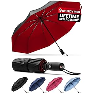 Repel Windproof Travel Umbrella for Rain – Automatic Open & Close, Heavy Duty Reinforced Fiberglass Frame – Portable, Folding, Compact Umbrella for Travel – All-Weather Strong Umbrella