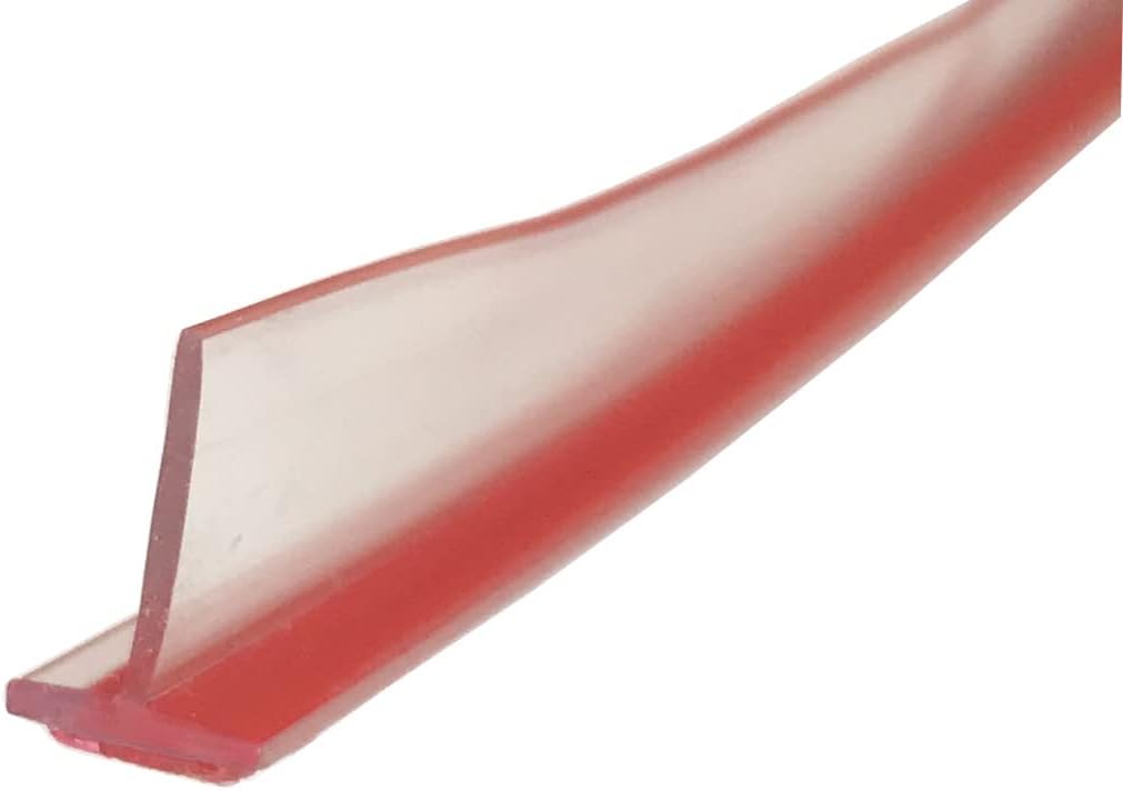 Gordon Glass® Clear Vinyl T-Type Seal with Pre-Applied Self-Adhesive Backing for Frameless Shower Doors, 1/2" Gap - 73" Long