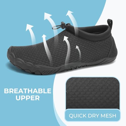 Mishansha Unisex Badeschuhe Atmungsaktiv Mesh Wasserschuhe Sommer Schnell Trocknend Aquaschuhe, Massiv Schwarz 46
