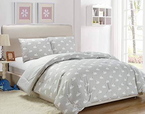 Funda nórdica individual gris Chenia Swans para crear un dormitorio infantil moderno 3