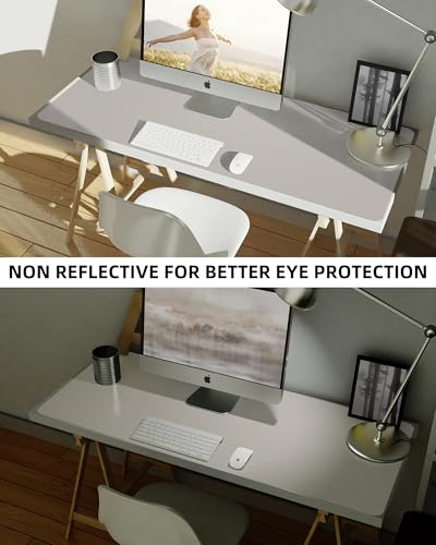 Image of Leather Desk Pad Protector,Mouse Pad,Office Desk Mat, Non-Slip PU Leather Desk Blotter,Large Desk mat,Waterproof Keyboard mat for Office /Home /Decor (Light Grey,48 inch x 24 inch)