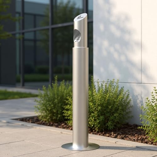 Steel Lockable Trash Can for Secure Waste Disposal in Patios, Gardens, Hotels, Pubs & Offices - Durable Standing Waste Container with Key Lock System