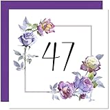 Tarjeta de cumpleaños floral número 47, elegante tarjeta de cumpleaños...