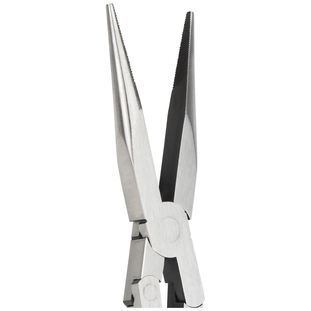Klein Tools 71400 Pinze a becco lungo, ganasce zigrinate angolate, doppio rivetto, portata estesa per accesso allo spazio stretto, 33 cm
