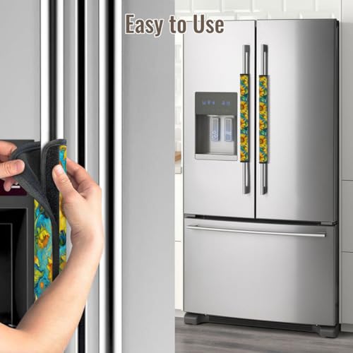 Image of Sunflowers Refrigerator Door Handle Covers Set of 2, Spring Decoration Neoprene Fridge Door Handle Covers Washable Non-Slip Protector for Fridge Dishwasher Appliance, Keep Your Kitchen Clean