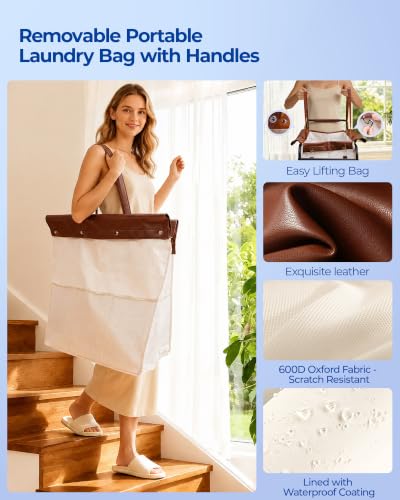 Image of Kayfia 150L Rolling Laundry Hamper, Laundry Basket with Wheels, Beige