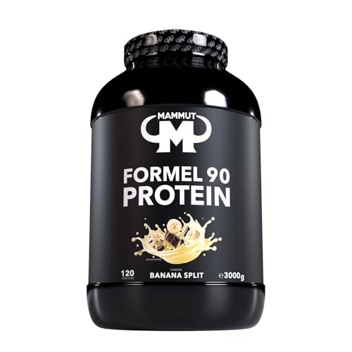 Mammut Nutrition Formel 90 Proteinpulver Banana Split – 3kg – 4-Komponenten Whey Protein Pulver mit Sojaproteinisolat, Milchprotein, Eiprotein & Vitamin B6 – 77% Eiweiß