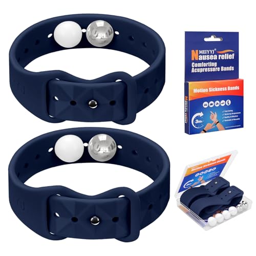 Image of Motion Sickness Bands for Adults and Kids Sea Wristbands for Cruise Travel Wristband, Natural Relief Wristbands，Sea Bands for Pregnancy Women(1 Pair Dark Blue)